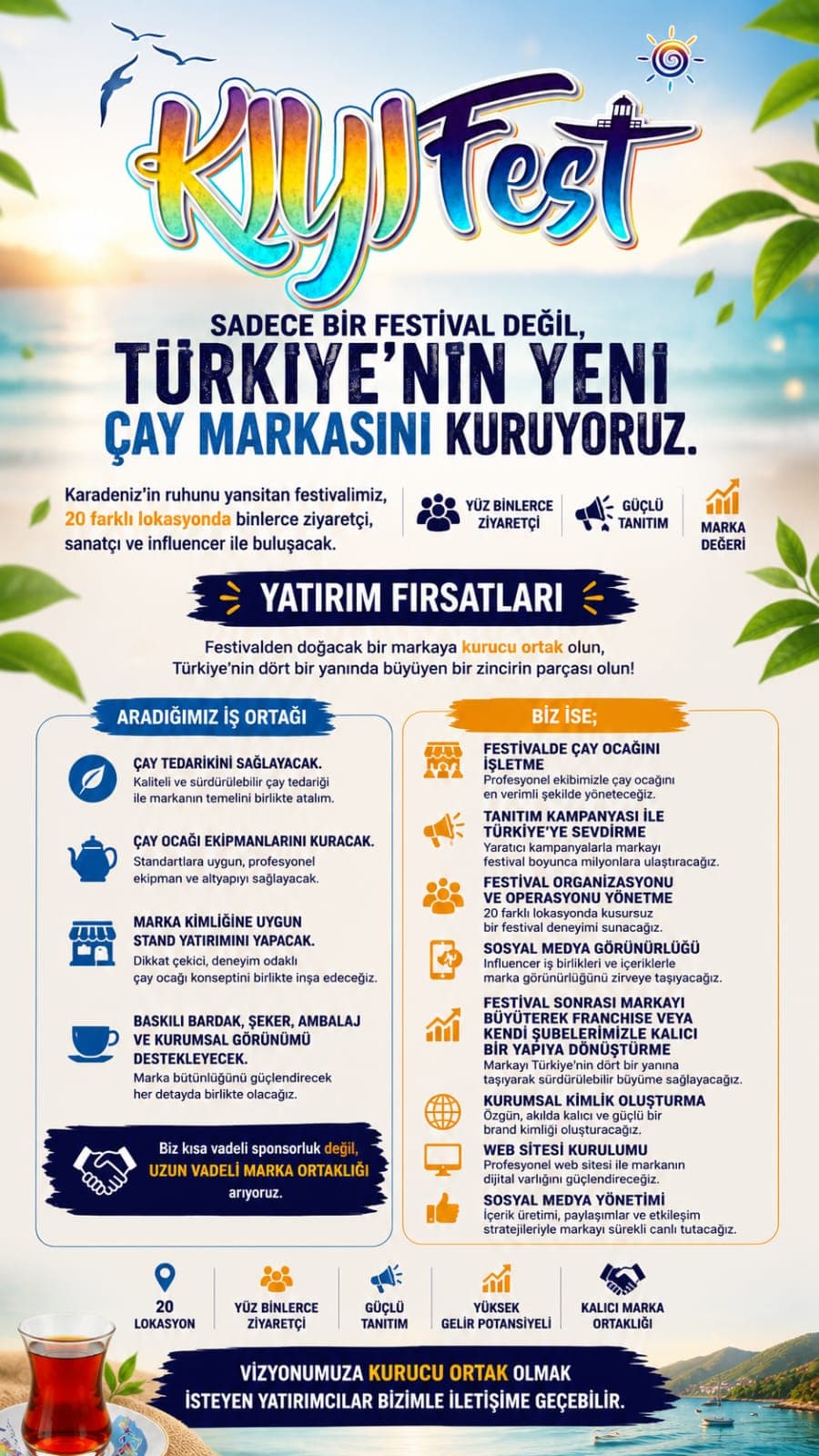 Çay markası kurucu ortaklık afişi