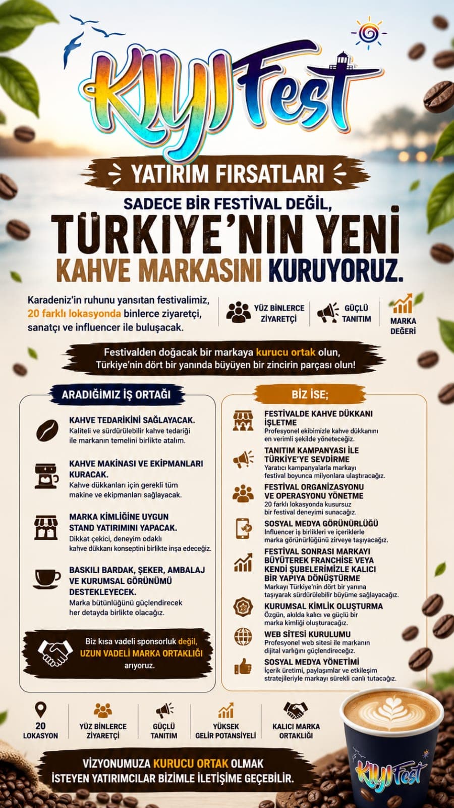 Kahve markası kurucu ortaklık afişi