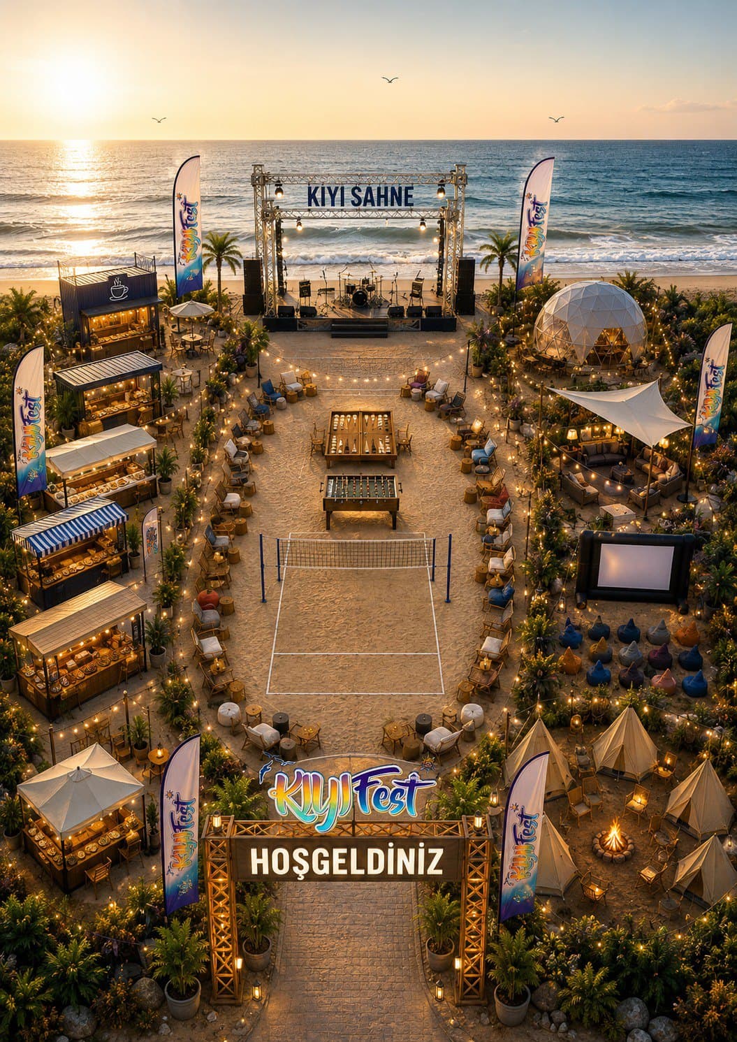 Festival alanının havadan konsept görseli